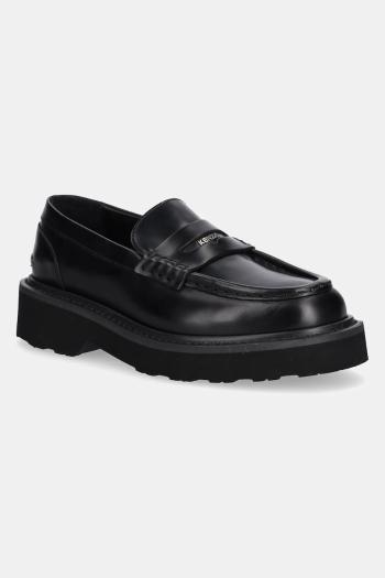 Kožené mokasíny Kenzo Loafer čierna farba, na plochom podpätku, FF52LO110L52.99