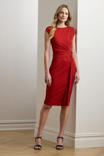 Šaty Lauren Ralph Lauren červená farba, midi, priliehavé, 200973601