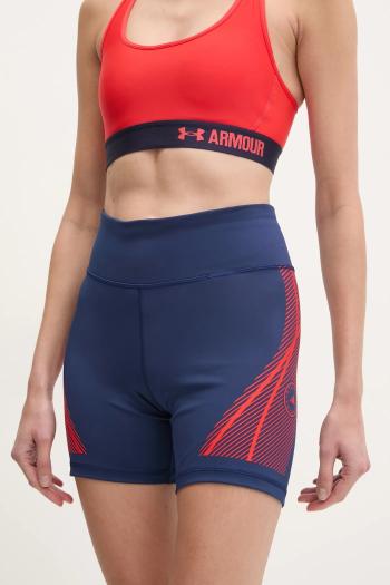 Tréningové šortky adidas by Stella McCartney TruePace tmavomodrá farba, s potlačou, vysoký pás, JF3800