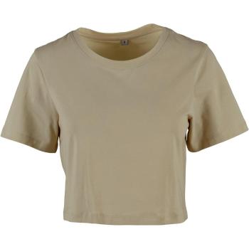 Build Your Brand Dámske crop top tričko s krátkym rukávom - Svetlá olivová | S