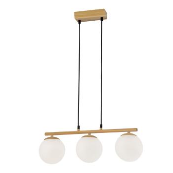 Drevená závesná lampa Carrine 3x40W E14 biele tienidlo