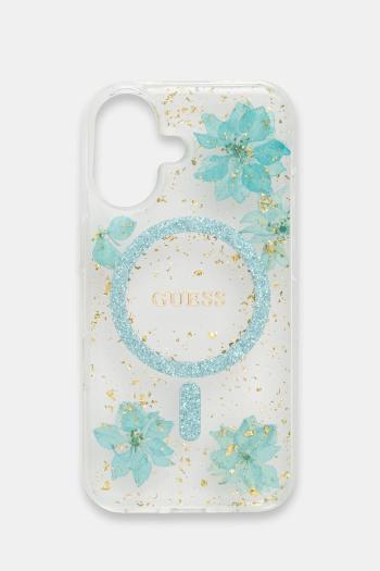Puzdro na mobil Guess iPhone 16 tyrkysová farba, GUHMP16SRBFGFGMQ