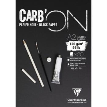 CLAIREFONTAINE CARB'ON - Čierny papier odolný voči svetlu A2 (20 listov)