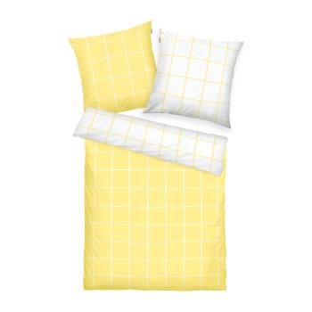 Lenjerie de pat din bumbac Tom Tailor Light Lemon & Crisp White, 200 x 220 cm, 2 buc 80 x 80 cm