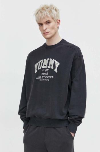 Bavlnená mikina Tommy Jeans pánska, šedá farba, melanžová, DM0DM18635