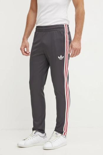 Tepláky adidas Originals Manchester United Beckenbauer Track Pant šedá farba, s nášivkou, IY0044