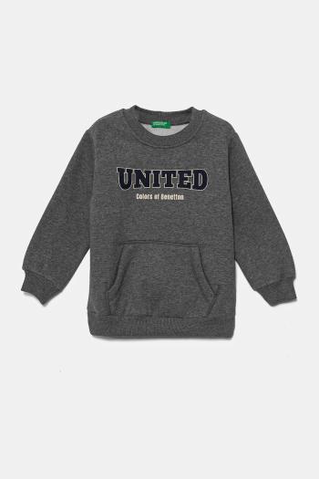 Detská mikina United Colors of Benetton šedá farba, s potlačou, 3EB5G10G0
