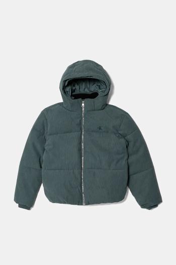 Detská bunda Calvin Klein Jeans zelená farba, IB0IB02248