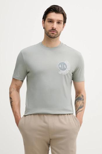 Bavlnené tričko Armani Exchange pánske, šedá farba, s nášivkou, XM000556 AF10358
