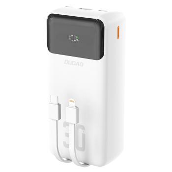 DUDAO K15MAX Externá nabíjačka so zabudovanými káblami 30 000 mAh 22.5W biela