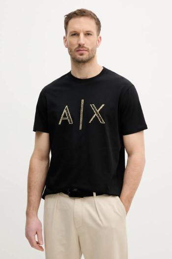 Bavlnené tričko Armani Exchange pánske, čierna farba, s potlačou, XM000325 AF10364