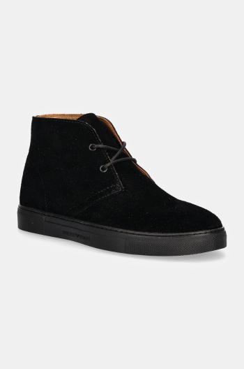 Semišové členkové topánky Emporio Armani čierna farba, X4M392 XF053 00002