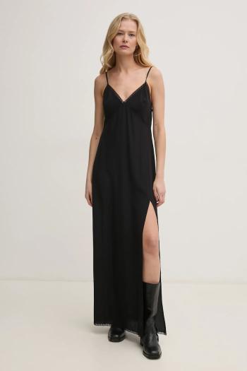 Hodvábne šaty ZADIG&VOLTAIRE čierna farba, maxi, áčkový strih, WWDR02529