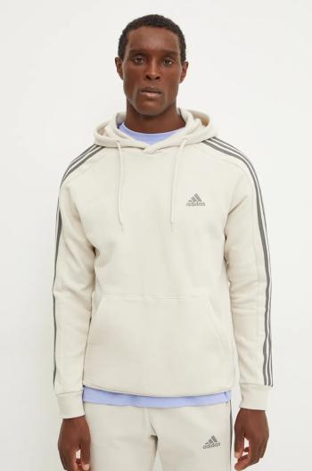 Mikina adidas Essentials pánska, béžová farba, s kapucňou, s nášivkou, IX0163