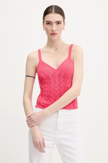 Bavlnený top United Colors of Benetton ružová farba, 101TDH01B