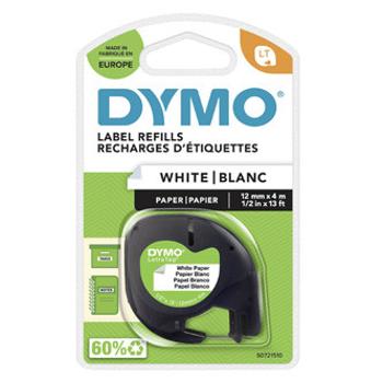 Dymo originál páska do tlačiarne štítkov, Dymo, 59421, S0721510, černý tlač/biely podklad, 4m, 12mm, LetraTag papierová páska