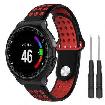 BStrap Silicone Sport remienok na Garmin Forerunner 235, black/red (SGA002C01)