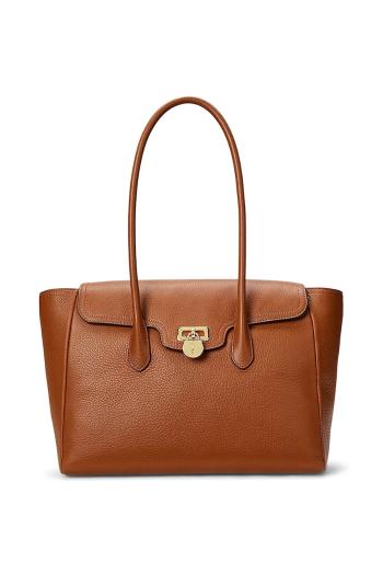 Kožená kabelka Lauren Ralph Lauren hnedá farba, 431966862