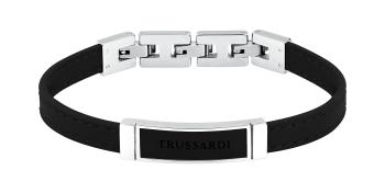 Trussardi Čierny kožený náramok pre mužov T-Leather TJAXZ05