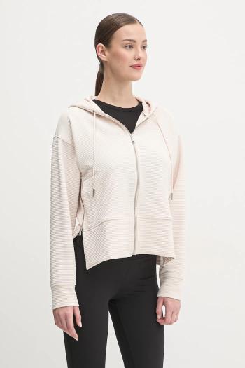 Mikina Dkny dámska, béžová farba, s kapucňou, jednofarebná, DP4J9312