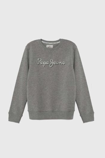Detská mikina Pepe Jeans šedá farba, s potlačou