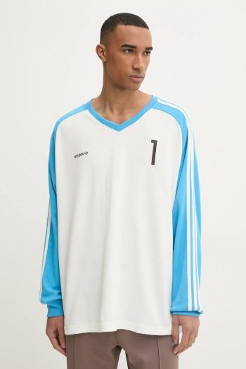 Tričko s dlhým rukávom adidas Originals JERSEY pánske, béžová farba, vzorované, JC8374