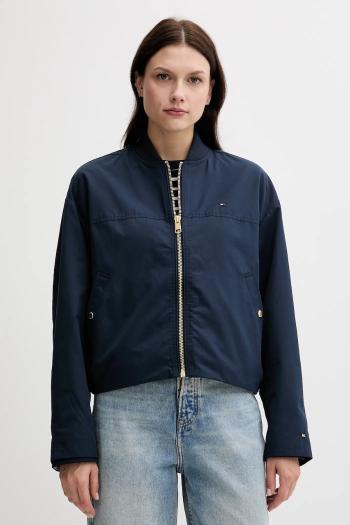 Bunda Tommy Hilfiger tmavomodrá farba, prechodná, oversize, WW0WW45619
