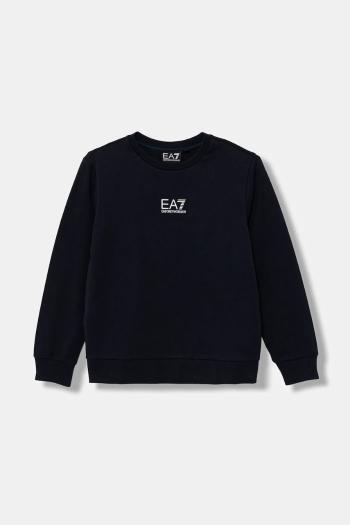 Detská bavlnená mikina EA7 Emporio Armani zelená farba, s potlačou, 7B000025 AF10380