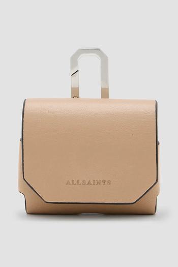 Kožené puzdro na airpod AllSaints AIRPOD béžová farba, W275XC