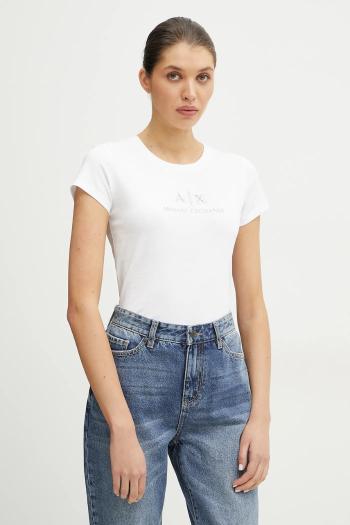 Bavlnené tričko Armani Exchange dámske, biela farba, XW000386 AF10354