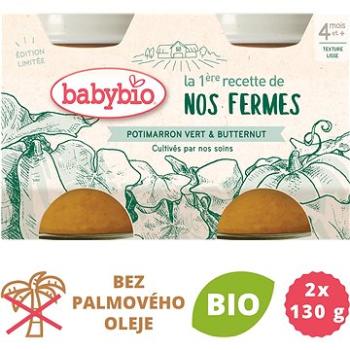 BABYBIO, Zelená a maslová tekvica z našej vlastnej ekofarmy,  2× 130 g (3288131510378)