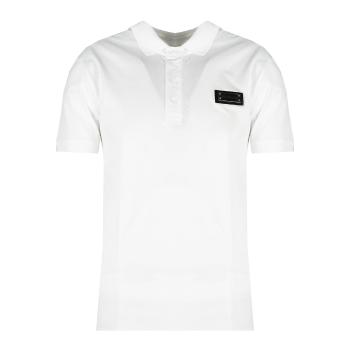 Les Hommes  LKT500 731U | Slim Fit Pique Polo with Metal Logo  Polokošele s krátkym rukávom Biela