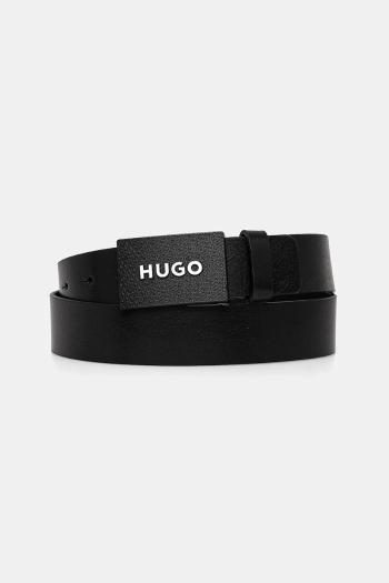 Kožený opasok HUGO pánsky, čierna farba, 50536879