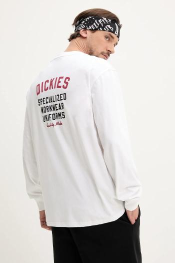 Bavlnené tričko s dlhým rukávom Dickies biela farba, vzorované, DK0A4Z930WH1