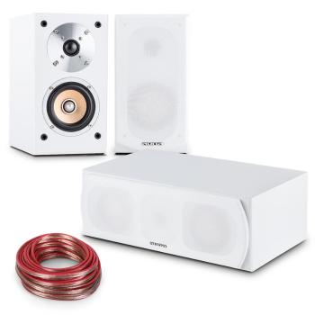 Auna LINIE 501, set de difuzoare Hifi, 2 difuzoare + un difuzor central, cablu de 10 m, alb