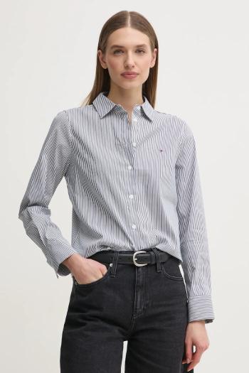 Košeľa Tommy Hilfiger dámska, šedá farba, regular, s klasickým golierom, WW0WW44084