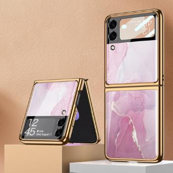 GKK GLASS Ochranný kryt Samsung Galaxy Z Flip 3 5G PINK MARBLE