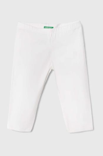 Detské legíny United Colors of Benetton biela farba, jednofarebné
