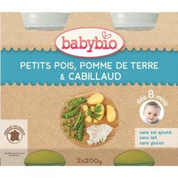 BABYBIO menu hrášok a zemiaky s islandskou treskou 2x200 g