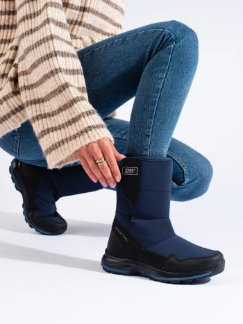Trendy snehové topánky tmavomodré dámske modré bez podpätku