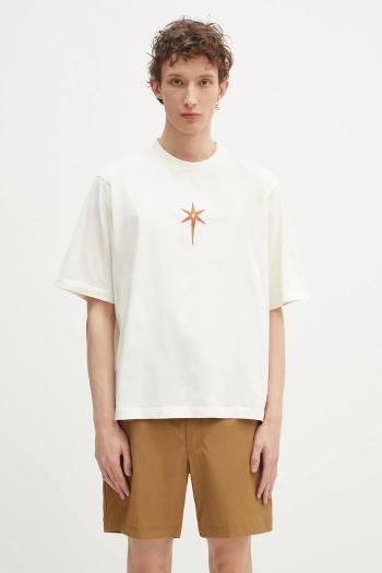 Bavlnené tričko Marcelo Burlon County Goth Boxy T-Shirt Ecru Brown pánske, béžová farba, s potlačou, CMAA05AS25JER0036F60