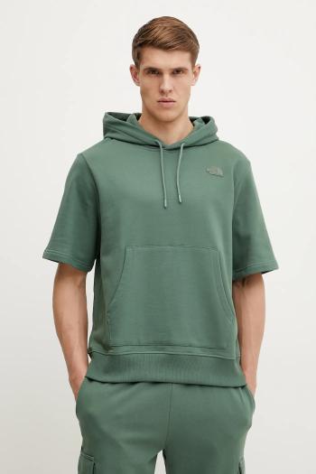 Bavlnená mikina The North Face Relaxed pánska, zelená farba, s kapucňou, jednofarebná, NF0A8BW1HCH1