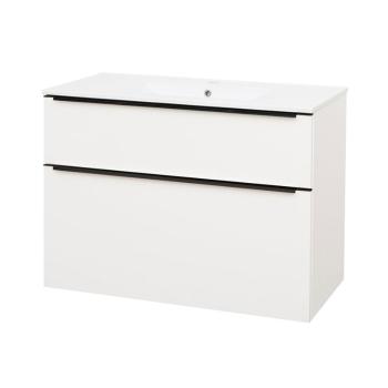 MEREO - Mailo, kúpeľňová skrinka s keramickým umývadlom 101 cm, biela, čierne madlo CN512B