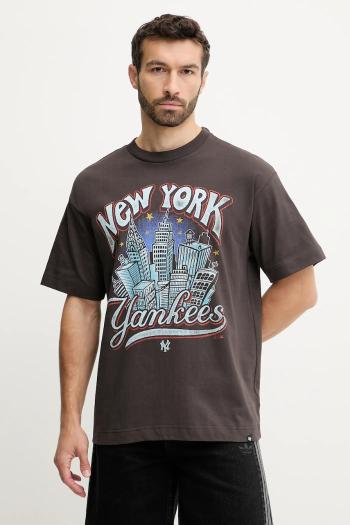 Bavlnené tričko 47 brand MLB New York Yankees pánske, hnedá farba, s potlačou, BB017TMKBRU643616C9