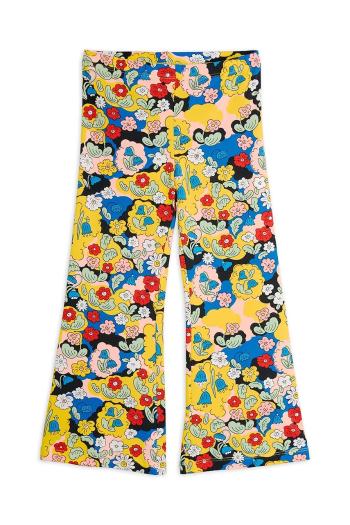 Detské bavlnené tepláky Mini Rodini Flowers žltá farba, vzorované, 2563010200