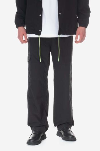 Nohavice Wood Wood Halsey Crispy Tech Trousers 12245009-1283 BLACK pánske, čierna farba, rovné