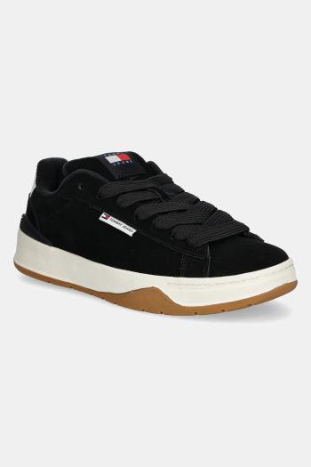Semišové tenisky Tommy Jeans TJM SKATER SNEAKER čierna farba, EM0EM01503