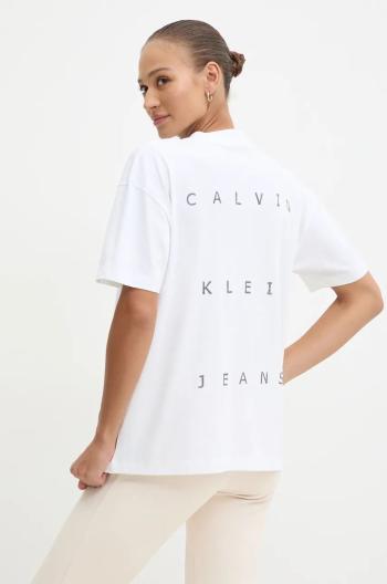 Bavlnené tričko Calvin Klein Jeans dámske, biela farba, J20J225390