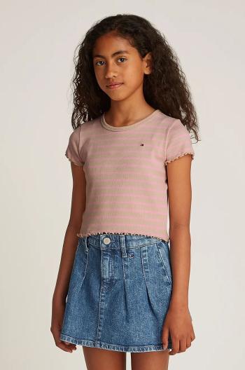 Detské tričko Tommy Hilfiger ružová farba, KG0KG08509