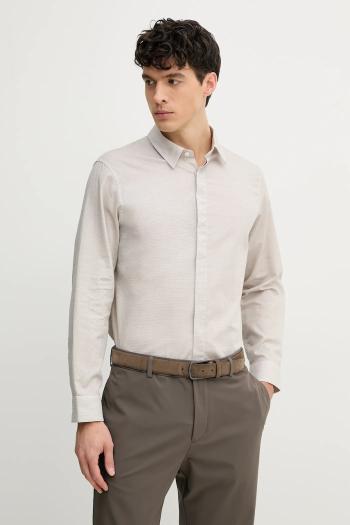 Bavlnená košeľa Armani Exchange pánska, béžová farba, regular, s klasickým golierom, XM000667 AF13169